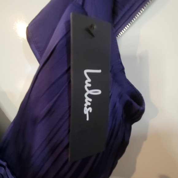 Lulus got the glam navy blue pleated cut out maxi dress womens size large - Picture 7 of 9